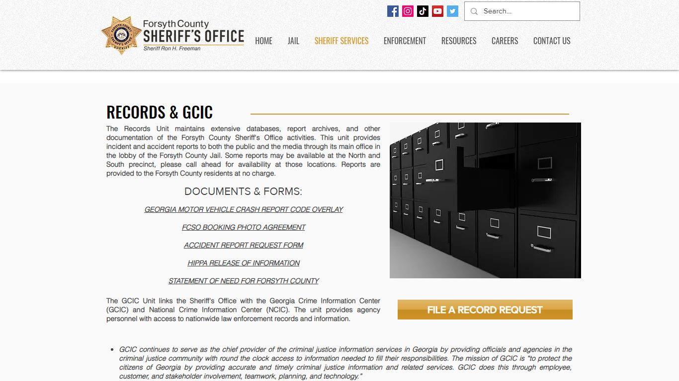 RECORDS & GCIC | Forsyth County Sheriff Office, GA